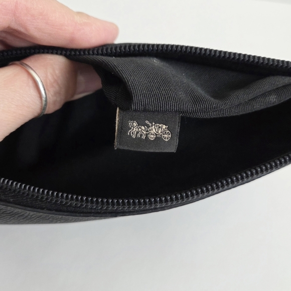 Coach Black Zippered Pouch With Large Teal Story Patch & Wrist Strap W/Snap - Picture 14 of 16